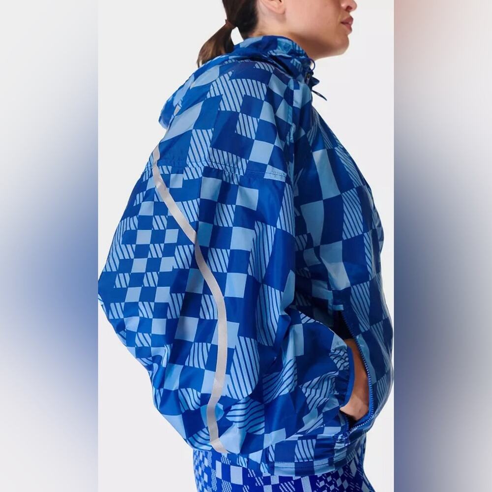 NWT $168 Sweaty Betty Pack Away Jacket Blue‎ S M Hiking Camping Raincoats